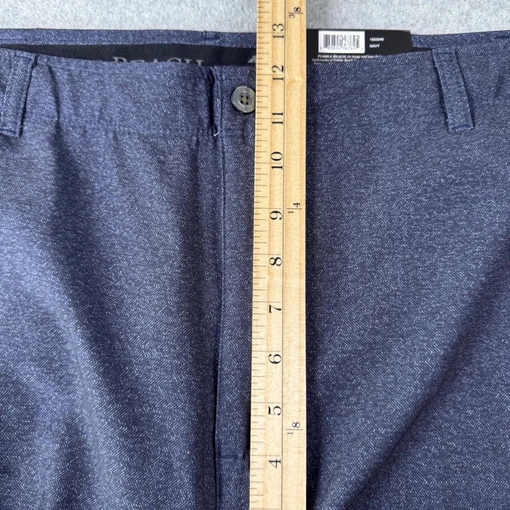 Pebble Beach Performance Shorts Men 40 Navy NEW Herringbone Golf Dry-Lux Stretch